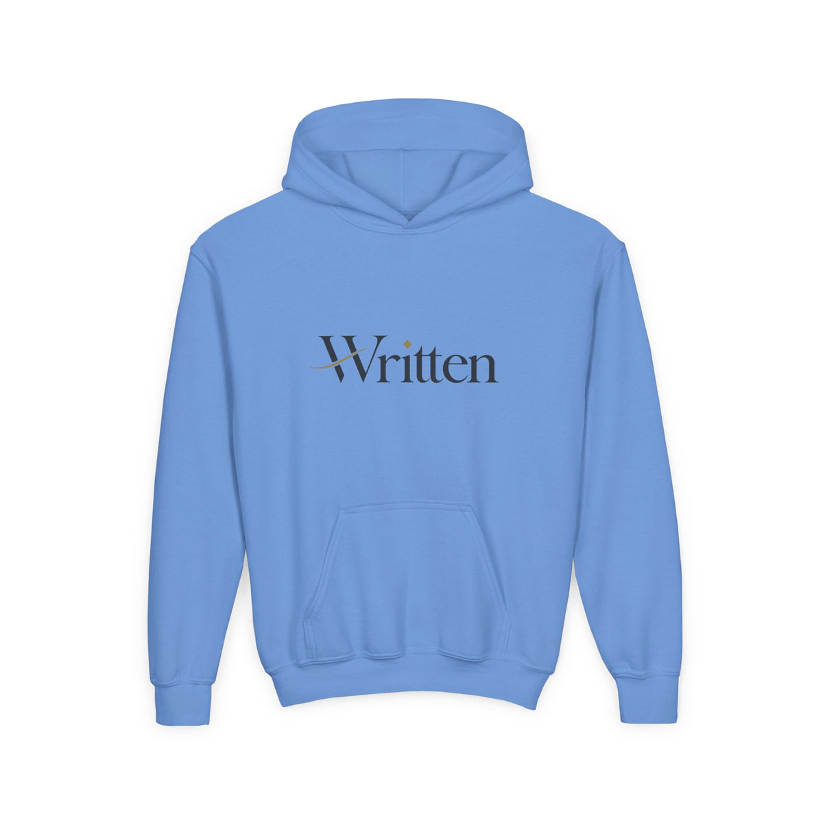 Youth Hoodie — Minimal "Written" Graphic Pullover for Young Writers & Readers
