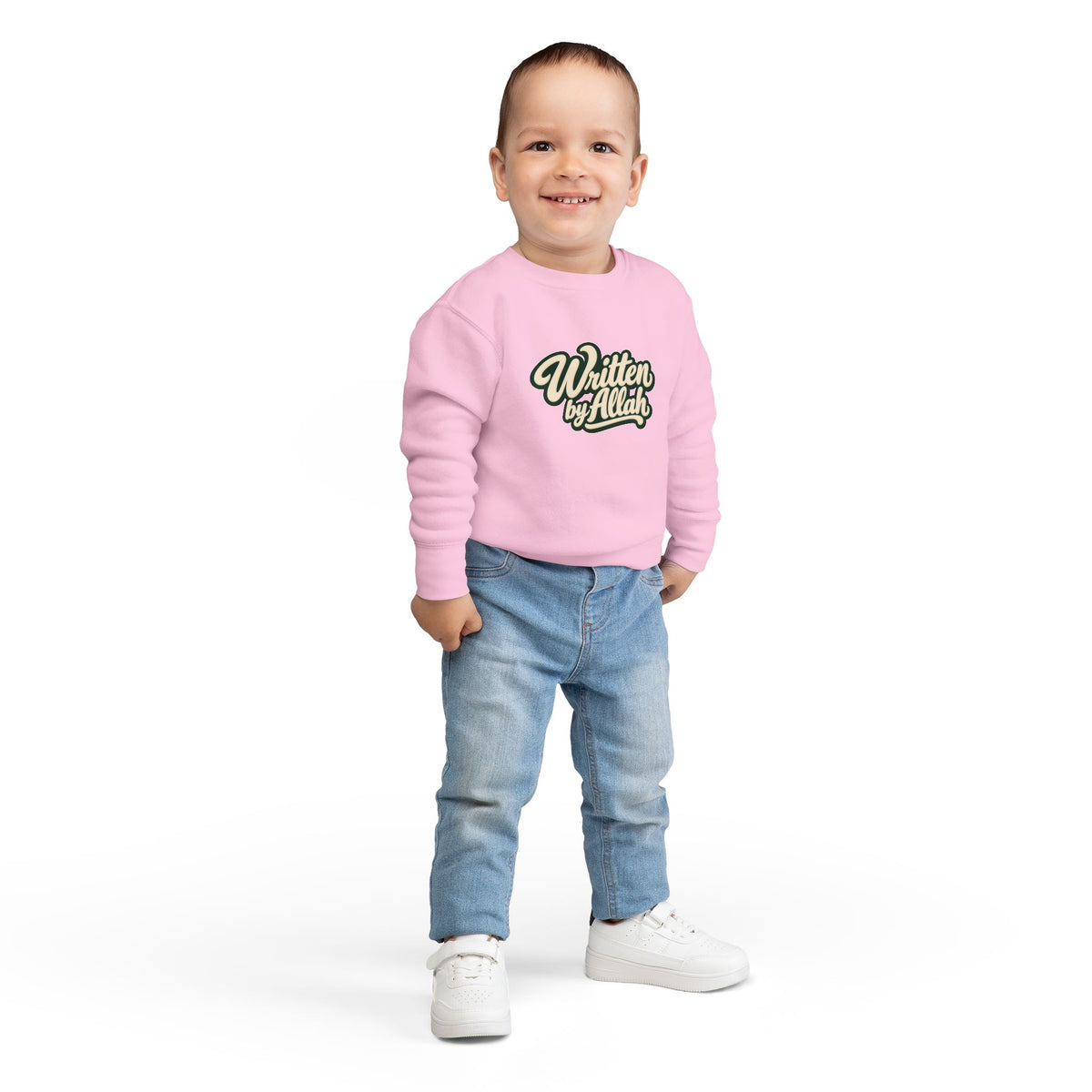 Toddler Sweatshirt - "Written by Allah" Cute Islamic Kids Crewneck, Nursery Gift for Muslim Toddlers