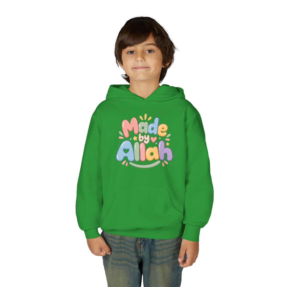 Youth Hoodie — "Made by Allah" Pastel Kids Islamic Pullover
