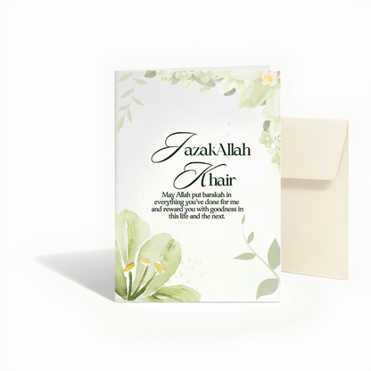 JazakAllah Khair Islamic Thank You Greeting Card | Thank You Cards | Appreciation Cards