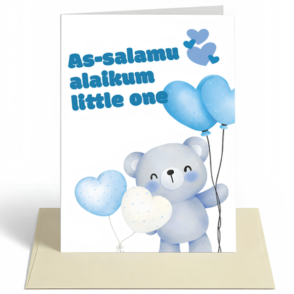 As-salamu Alaikum Little One | Baby Boy Islamic Greeting Card | New baby Card