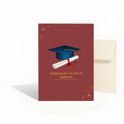 Masha’allah You Did It Mabrook Islamic Graduation Greeting Card