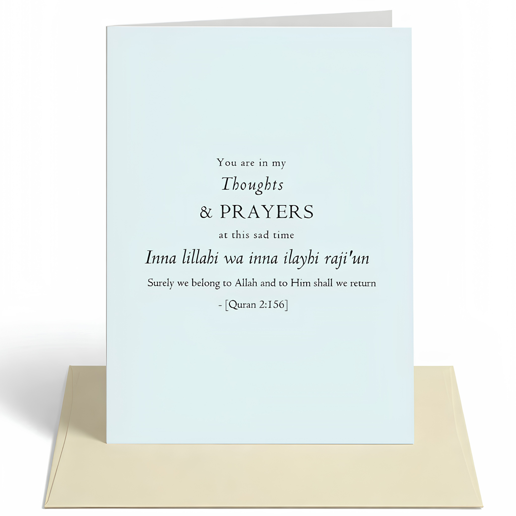 Islamic Sympathy Card – Thoughts & Prayers | Islamic Condolence Greeting Card