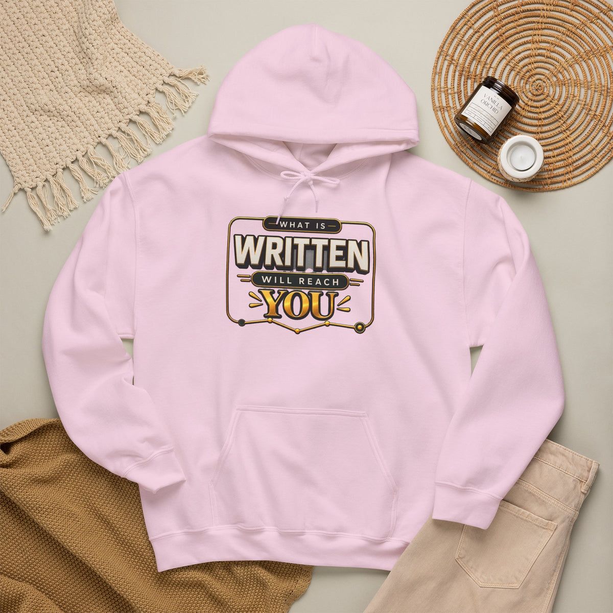 Hoodie - "What Is Written Will Reach You" Vintage Sign Graphic Hoodie