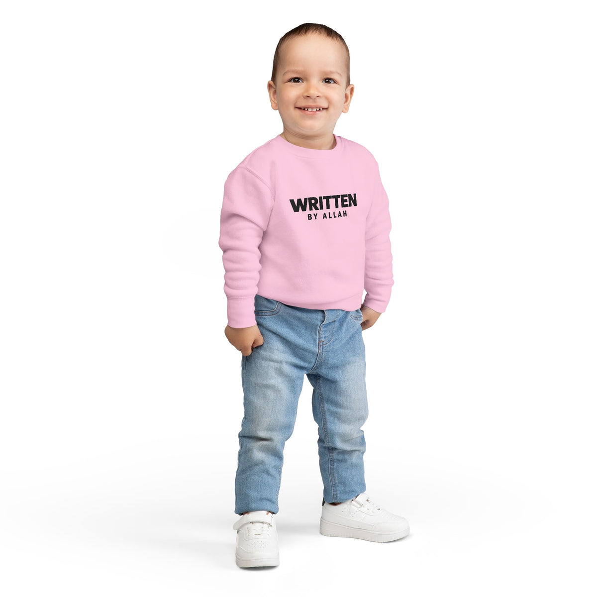 Toddler Sweatshirt — "Written by Allah" Islamic Kids Crewneck, Modest Faith Baby Gift