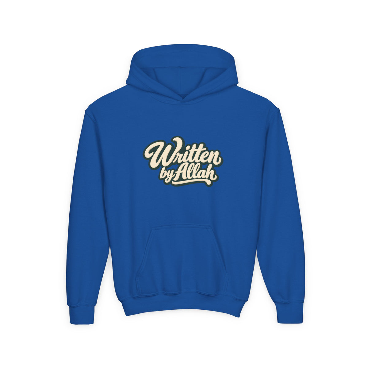 Youth Hoodie — "Written by Allah" Script Pullover for Muslim Kids