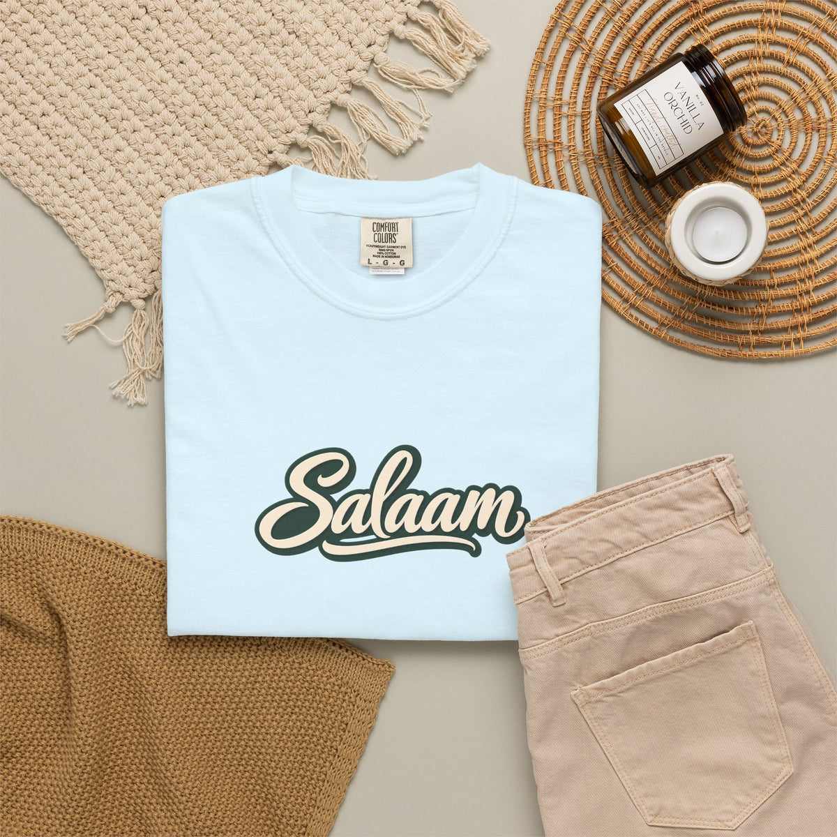 Salaam Script T-Shirt — Casual Islamic Greeting Tee