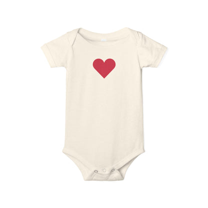 Infant One-Piece Bodysuit with Red Heart — Cute Baby Valentine or Everyday Gift