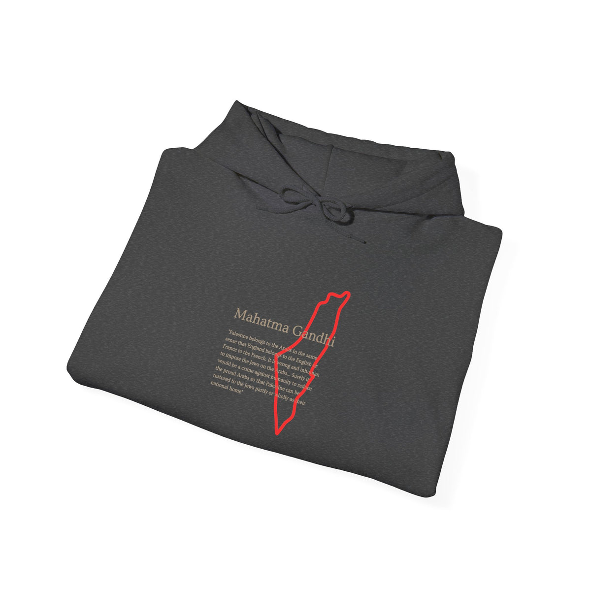 Hoodie — Mahatma Gandhi Quote with Red Palestine Map Outline