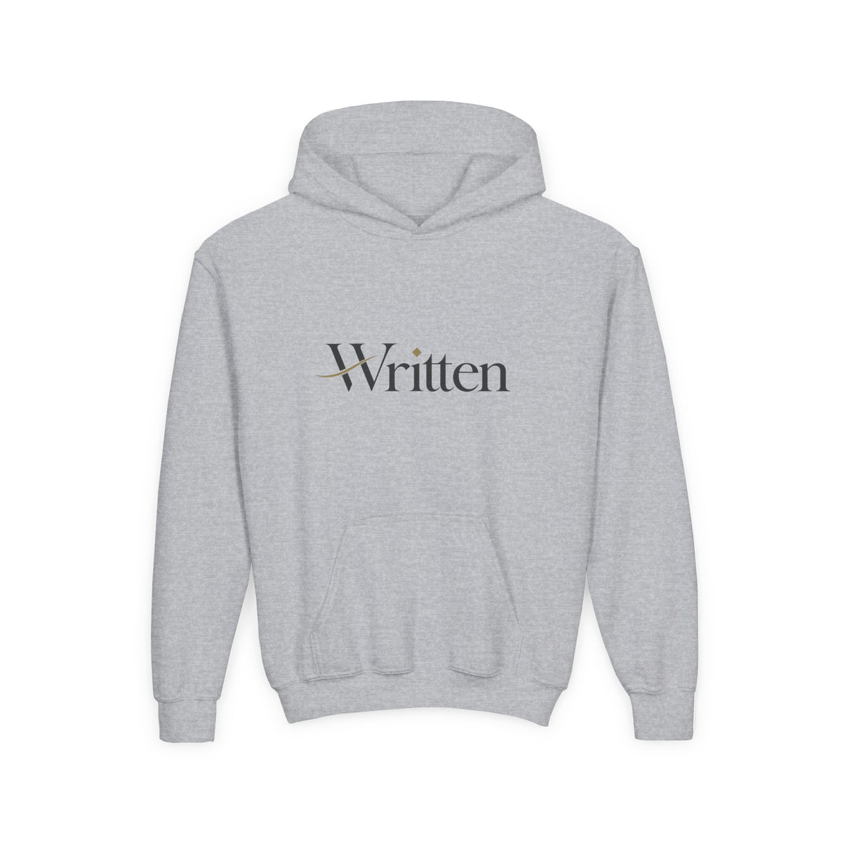 Youth Hoodie — Minimal "Written" Graphic Pullover for Young Writers & Readers