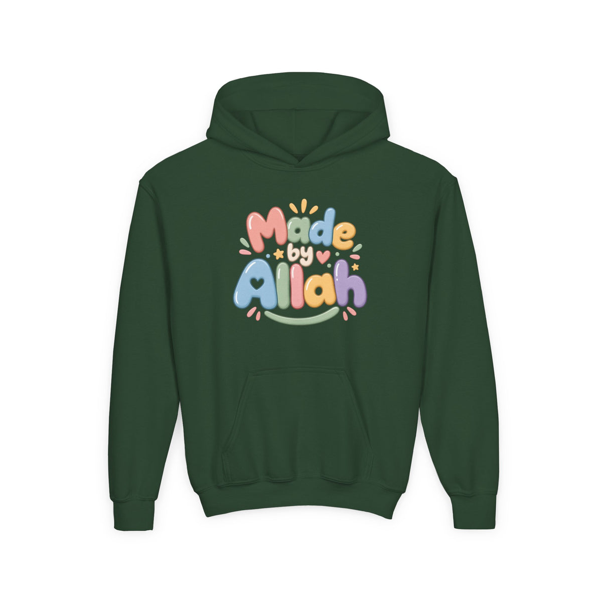 Youth Hoodie — "Made by Allah" Pastel Kids Islamic Pullover