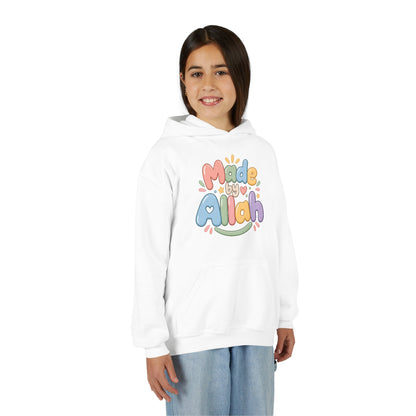 Youth Hoodie — "Made by Allah" Pastel Kids Islamic Pullover