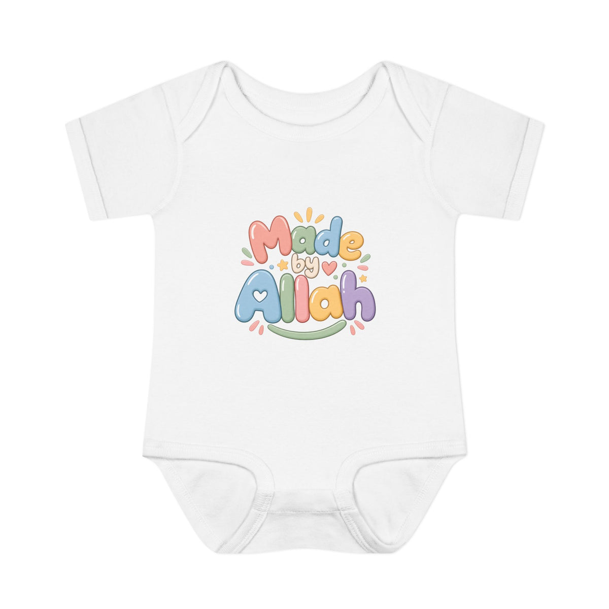 Made by Allah Baby Bodysuit — Pastel Islamic Newborn Onesie