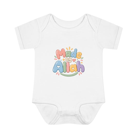 Made by Allah Baby Bodysuit — Pastel Islamic Newborn Onesie