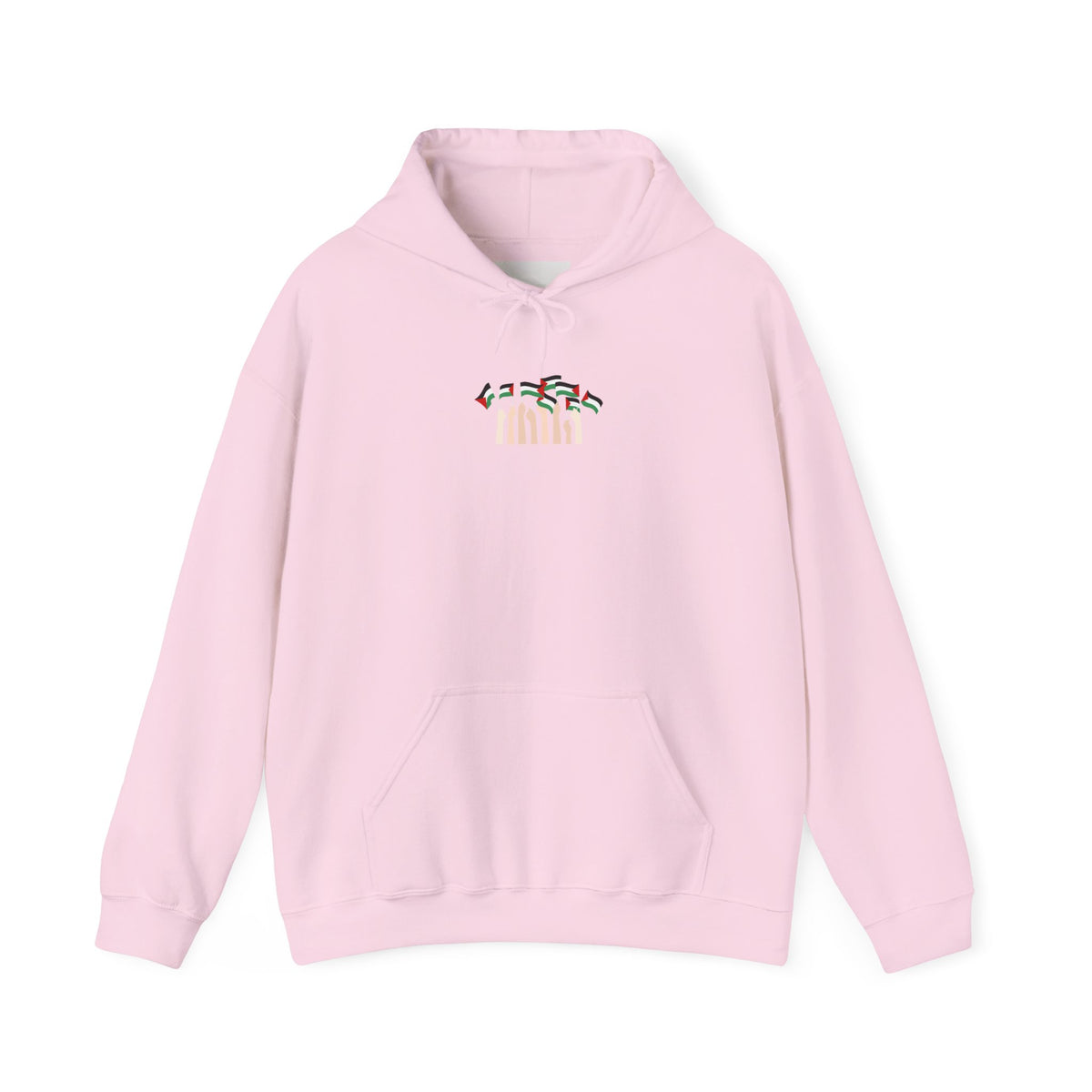 Minimal 'Calm' Palestine Flag Hoodie — Small Center Graphic