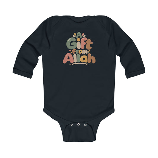 Infant Bodysuit - "A Gift From Allah" Cute Islamic Baby Long Sleeve Onesie
