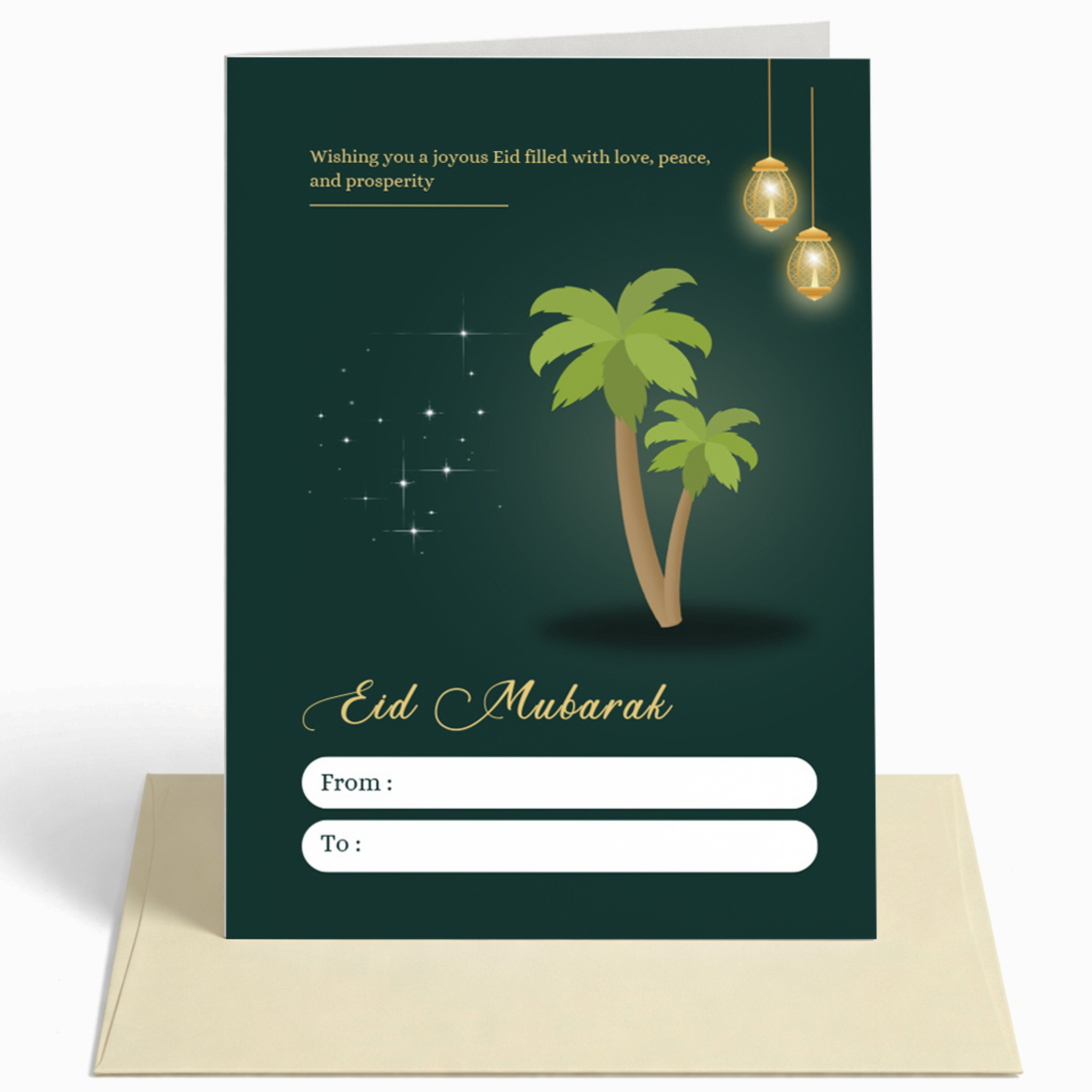 Joyous Eid Mubarak Islamic Greeting Card