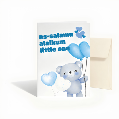 As-salamu Alaikum Little One | Baby Boy Islamic Greeting Card | New baby Card