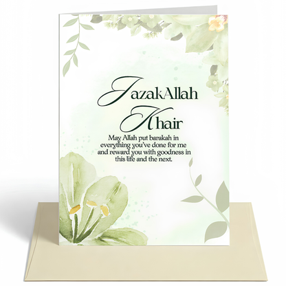 JazakAllah Khair Islamic Thank You Greeting Card | Thank You Cards | Appreciation Cards