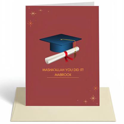 Masha’allah You Did It Mabrook Islamic Graduation Greeting Card