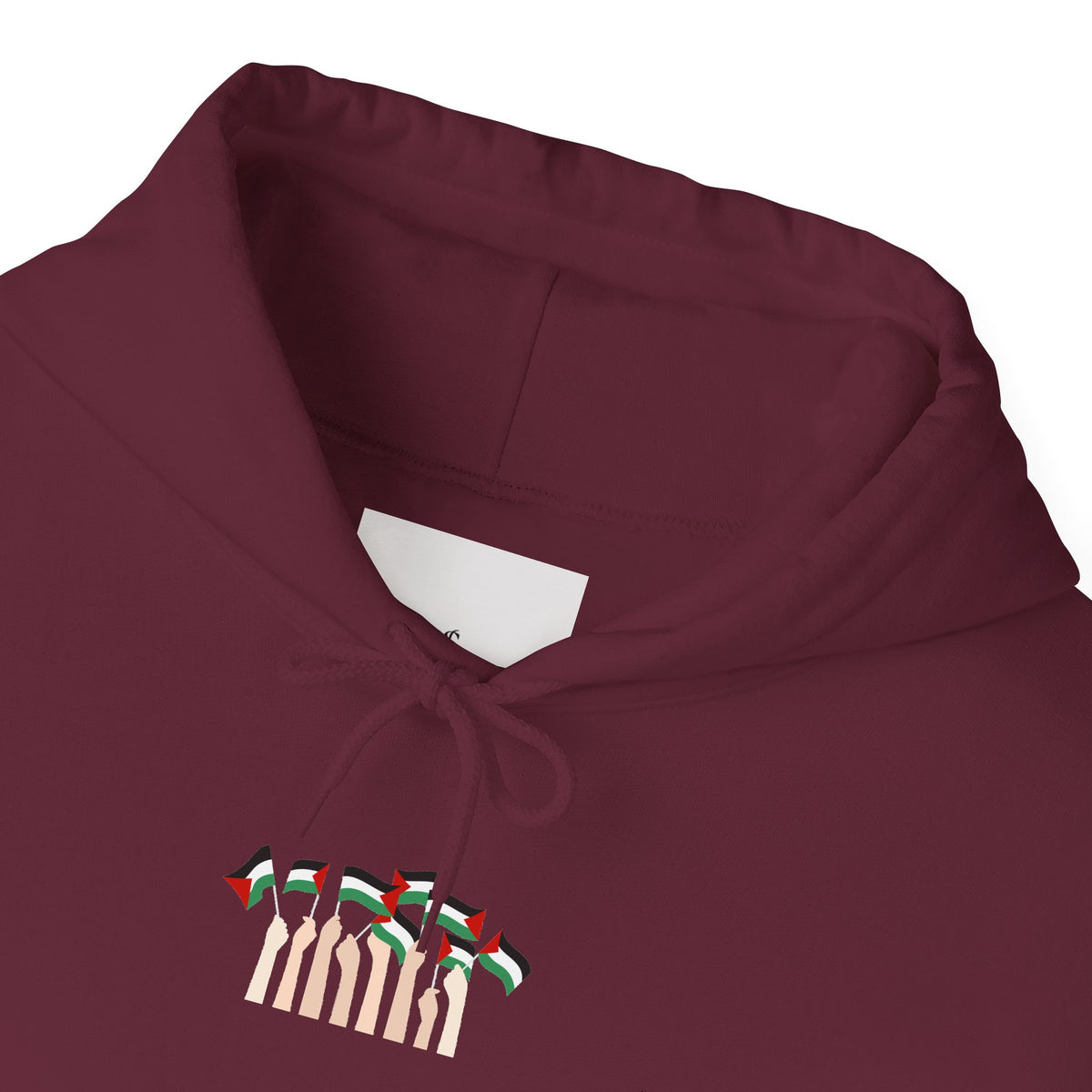 Minimal 'Calm' Palestine Flag Hoodie — Small Center Graphic