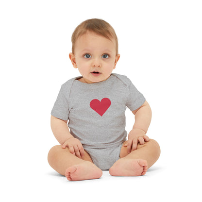 Infant One-Piece Bodysuit with Red Heart — Cute Baby Valentine or Everyday Gift