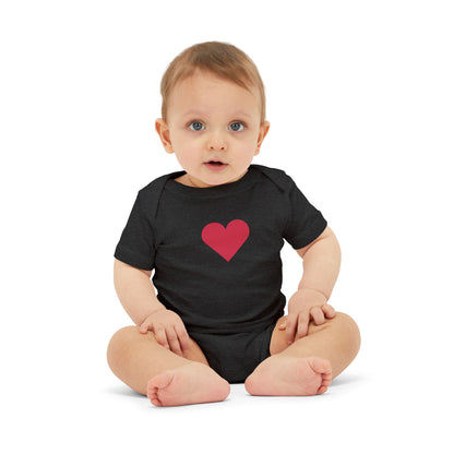 Infant One-Piece Bodysuit with Red Heart — Cute Baby Valentine or Everyday Gift