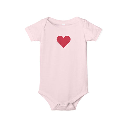 Infant One-Piece Bodysuit with Red Heart — Cute Baby Valentine or Everyday Gift