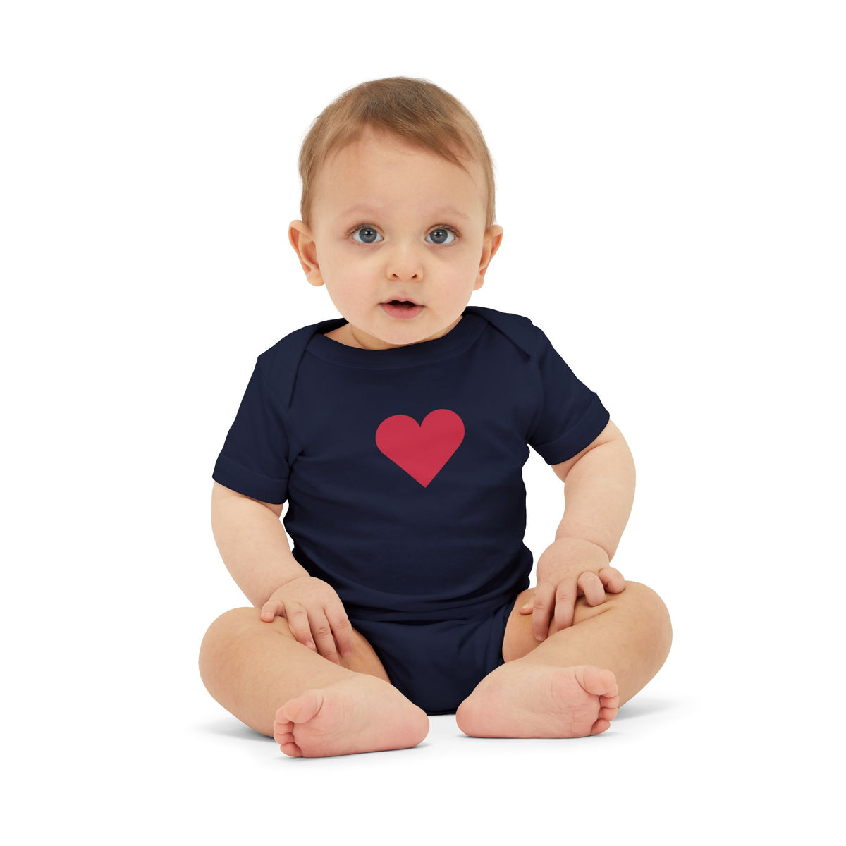 Infant One-Piece Bodysuit with Red Heart — Cute Baby Valentine or Everyday Gift