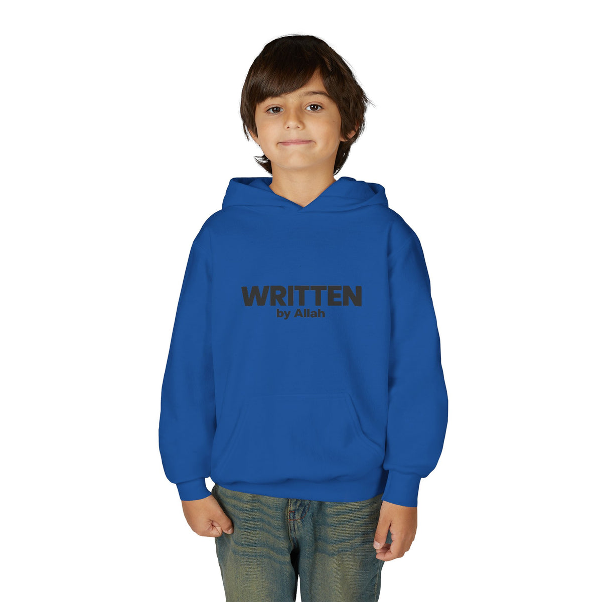 Youth Hoodie — "WRITTEN by Allah" Minimal Islamic Faith Pullover