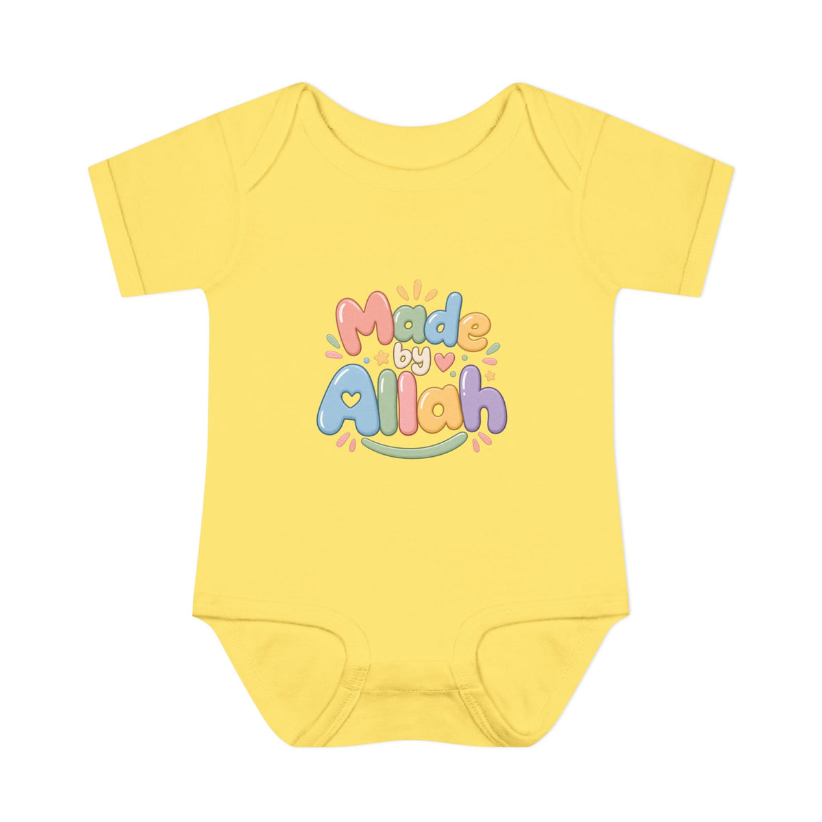 Made by Allah Baby Bodysuit — Pastel Islamic Newborn Onesie