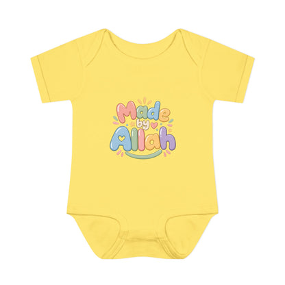 Made by Allah Baby Bodysuit — Pastel Islamic Newborn Onesie
