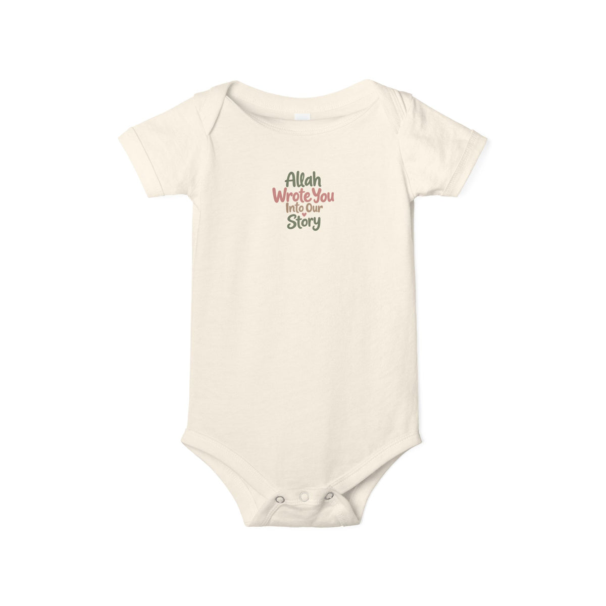 Infant Onesie "Allah Wrote You Into Our Story" – Muslim Baby Bodysuit