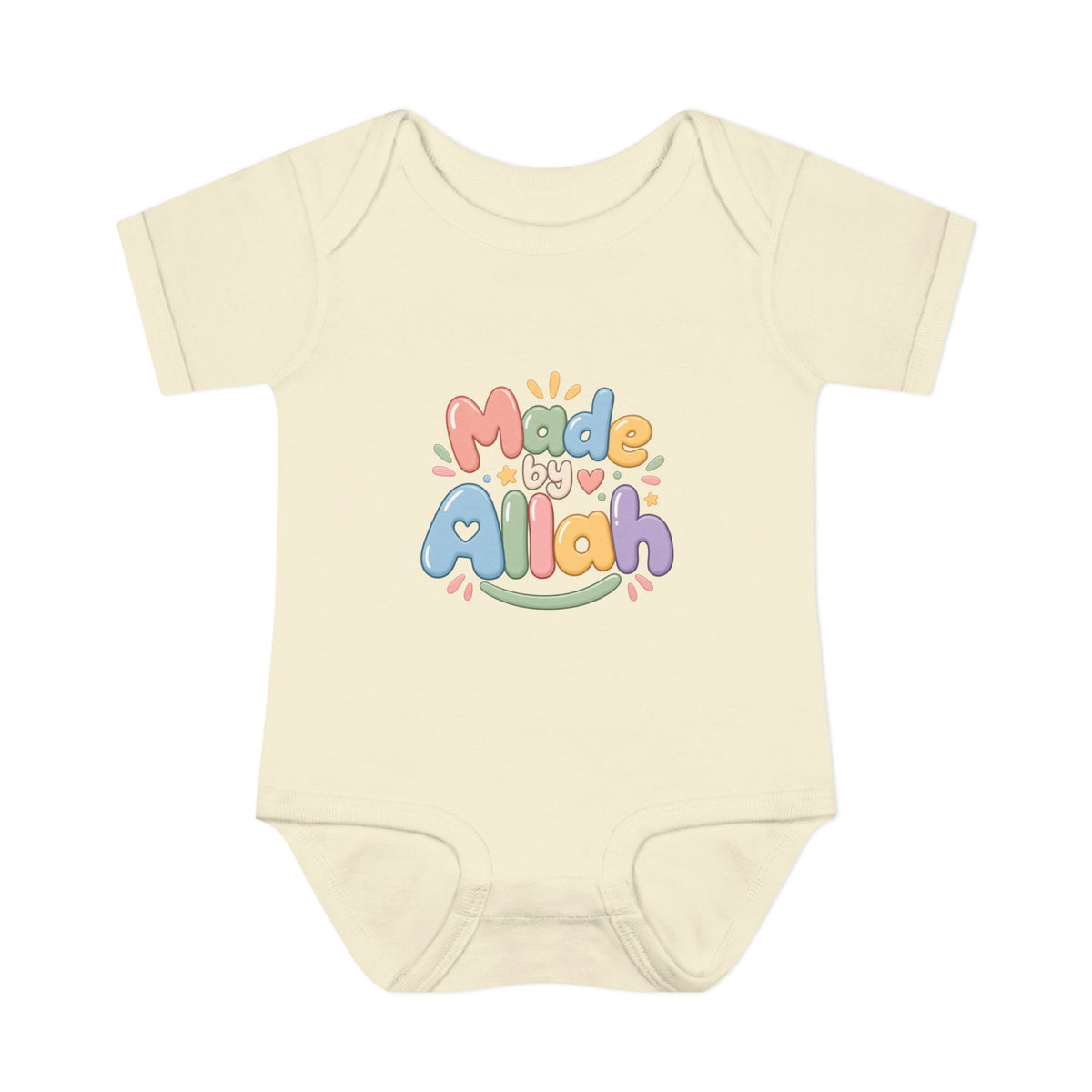 Made by Allah Baby Bodysuit — Pastel Islamic Newborn Onesie