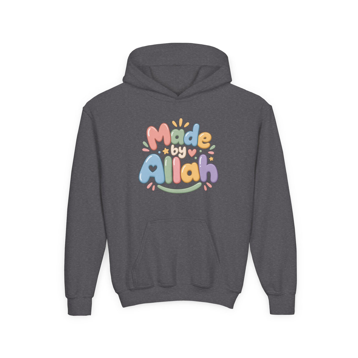Youth Hoodie — "Made by Allah" Pastel Kids Islamic Pullover