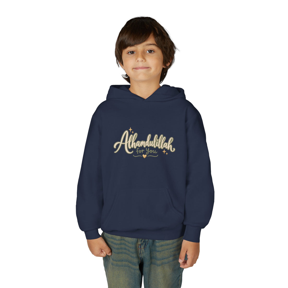 Youth Hoodie – “Alhamdulillah for You” Script Design (Islamic Gratitude Gift)