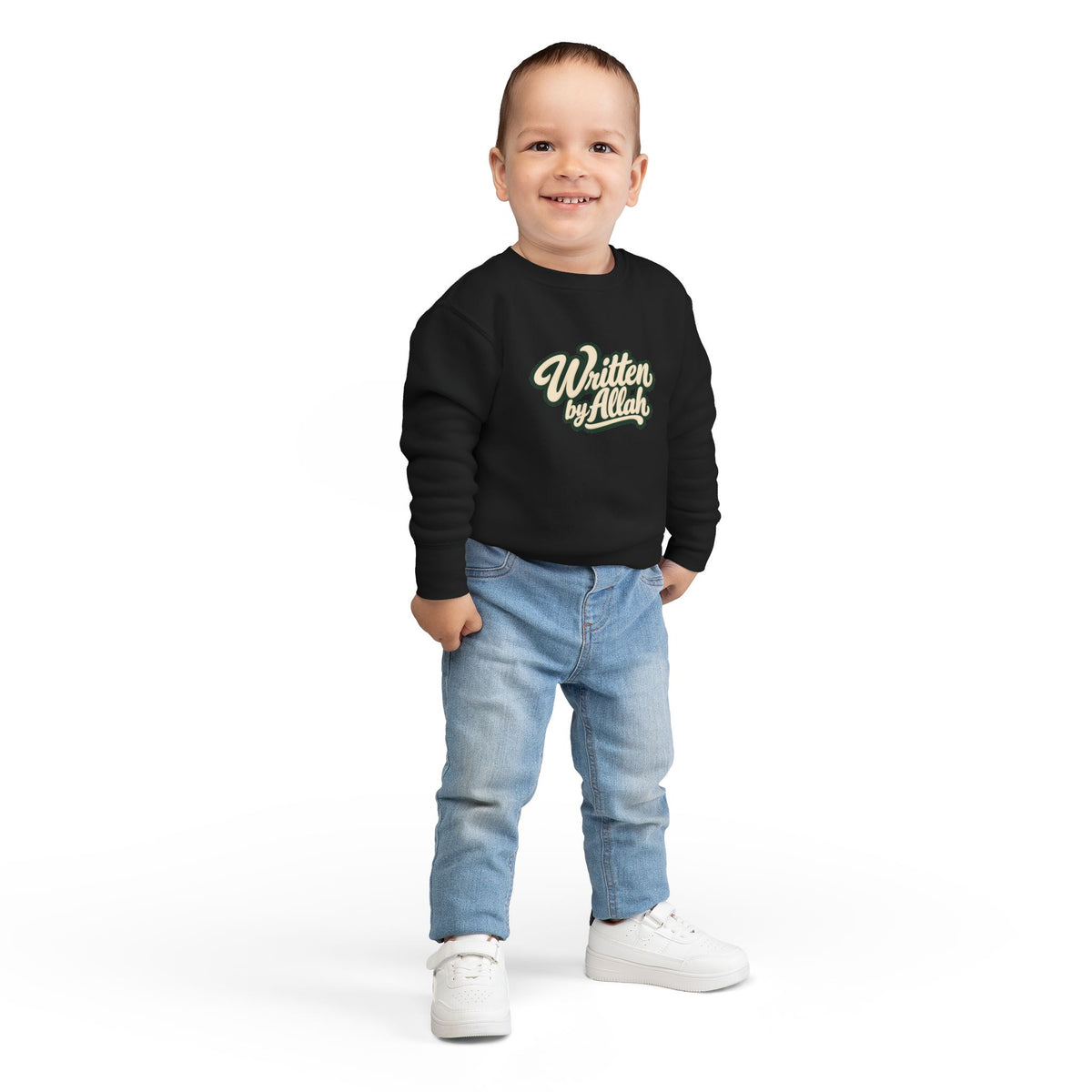 Toddler Sweatshirt - "Written by Allah" Cute Islamic Kids Crewneck, Nursery Gift for Muslim Toddlers