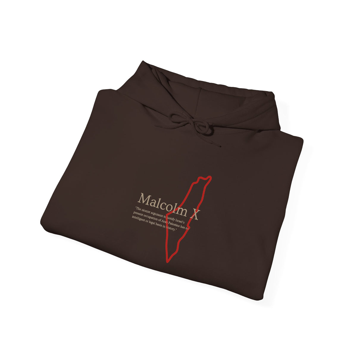 Malcolm X Palestine Quote and Map Hoodie – Minimalist Line Art Map Pullover