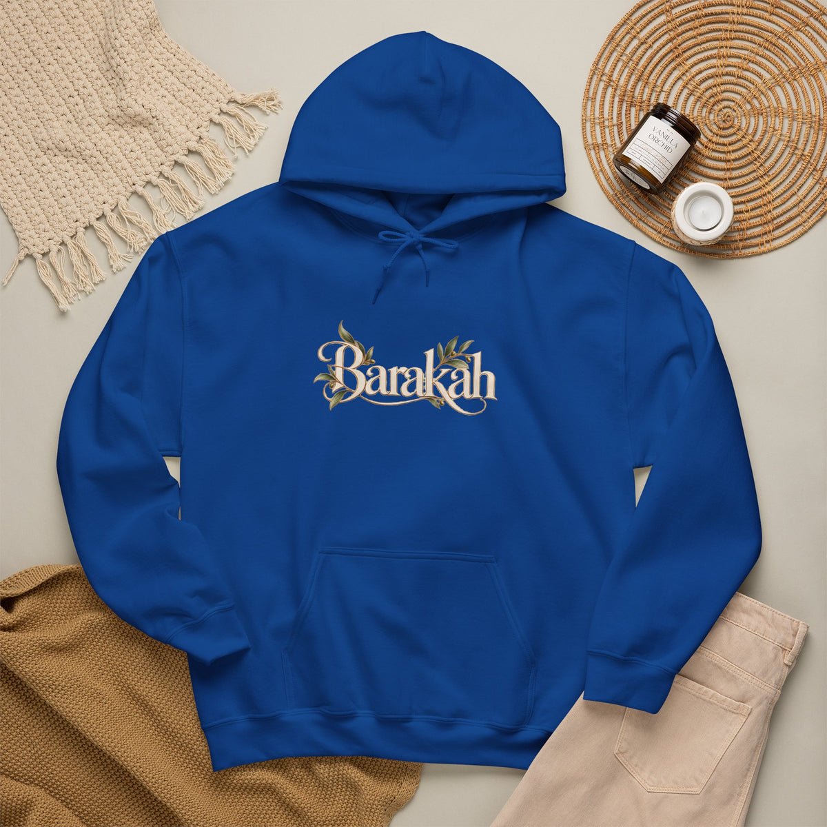 Floral Beach Hoodie — Vintage Script 'Beach' Graphic Pullover