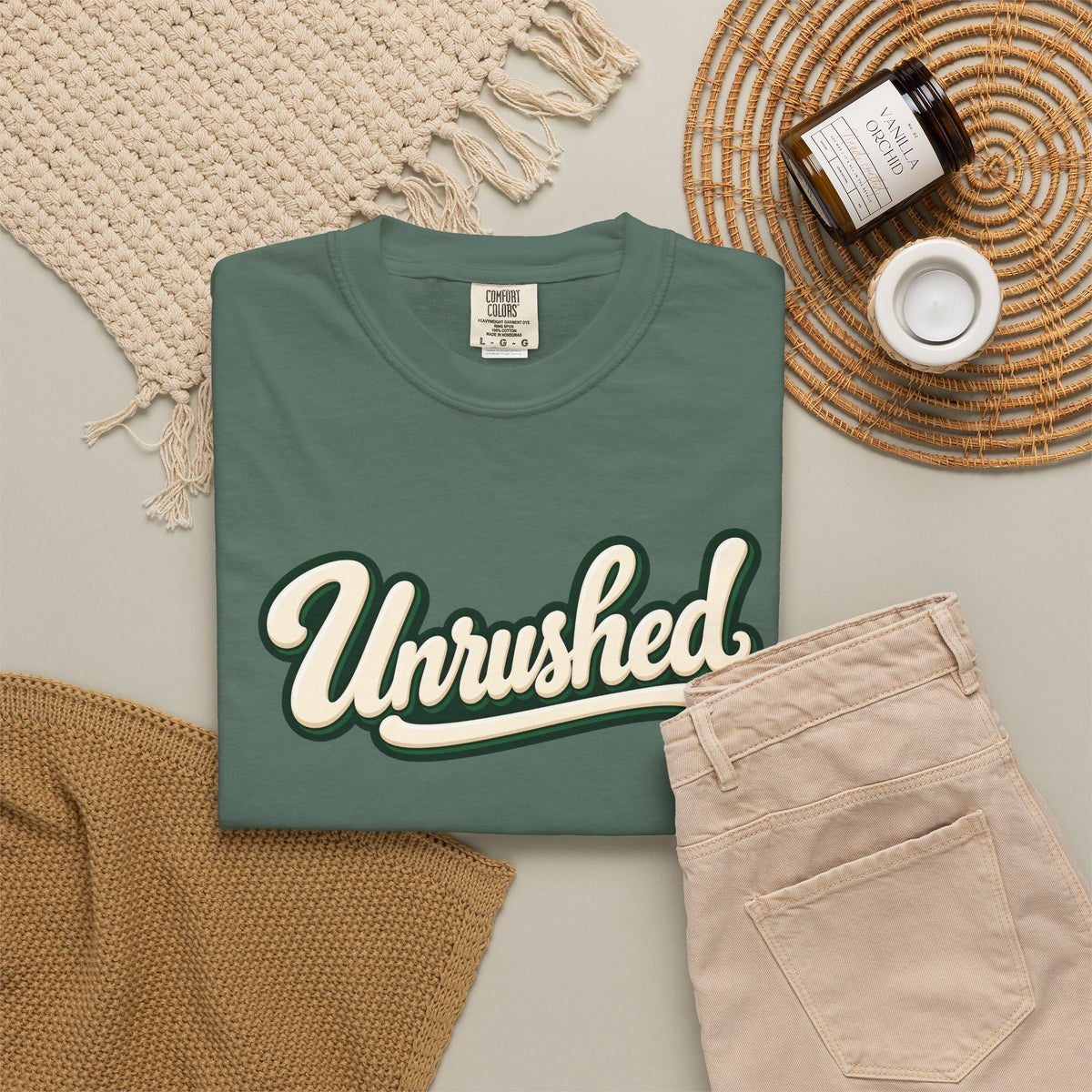 Unrushed Script T-Shirt — Vintage Retro Graphic Tee