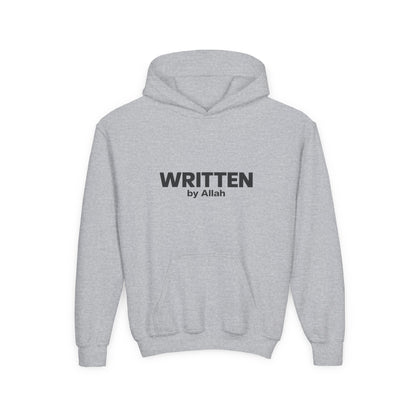 Youth Hoodie — "WRITTEN by Allah" Minimal Islamic Faith Pullover