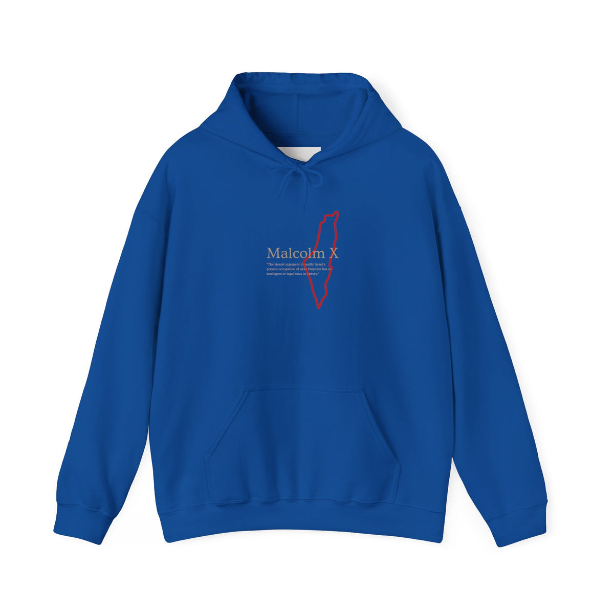 Malcolm X Palestine Quote and Map Hoodie – Minimalist Line Art Map Pullover