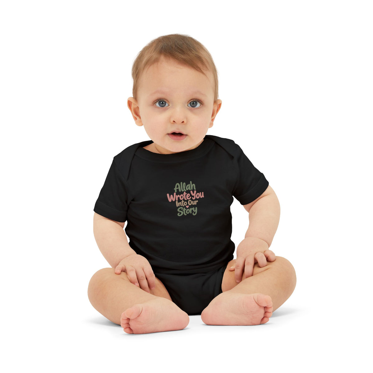 Infant Onesie "Allah Wrote You Into Our Story" – Muslim Baby Bodysuit