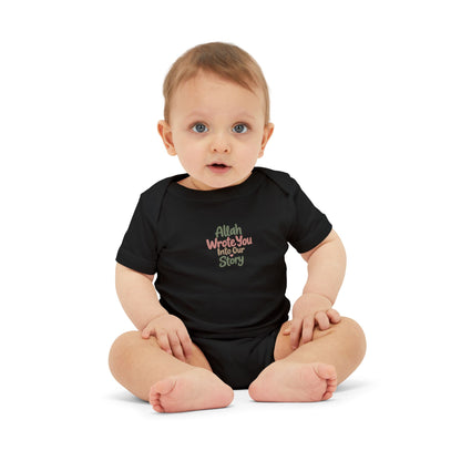 Infant Onesie "Allah Wrote You Into Our Story" – Muslim Baby Bodysuit