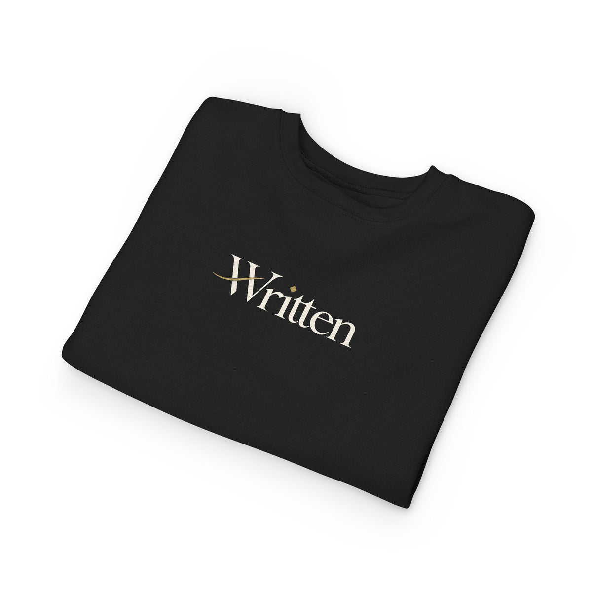 Toddler Sweatshirt - "Written" Minimalist Kids Crewneck, Cozy Gray Graphic Sweater for Little Readers & Writers