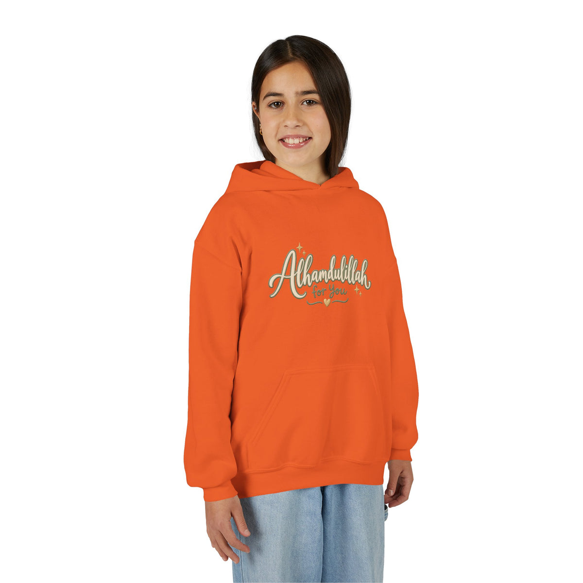 Youth Hoodie – “Alhamdulillah for You” Script Design (Islamic Gratitude Gift)