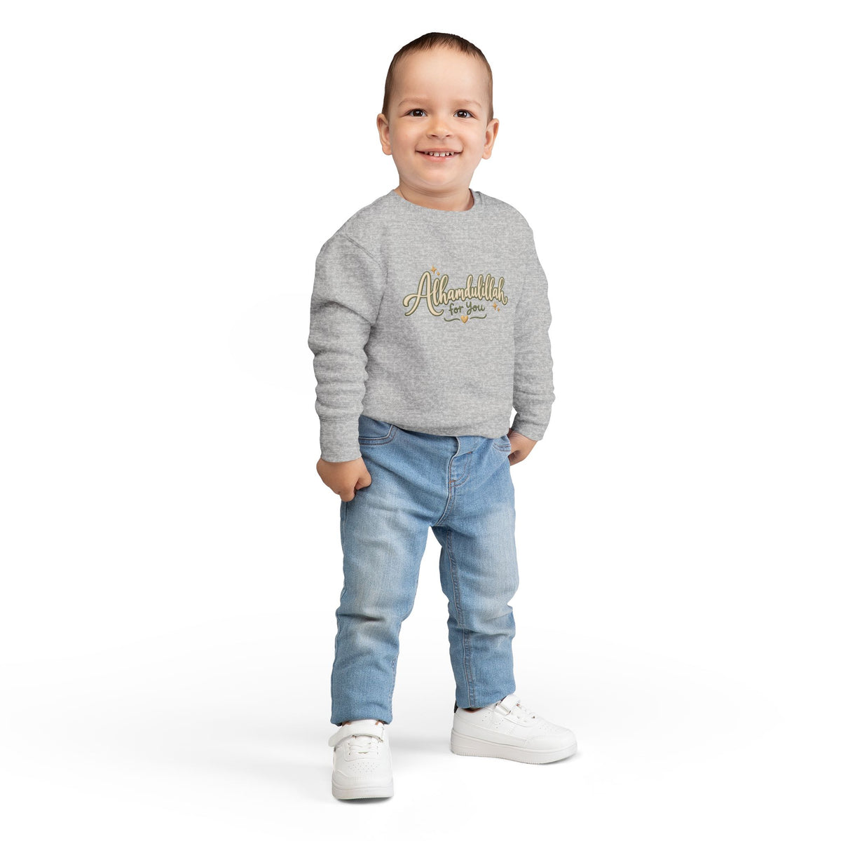 Toddler Sweatshirt — “Alhamdulillah for You” Cute Islamic Prayer Crewneck