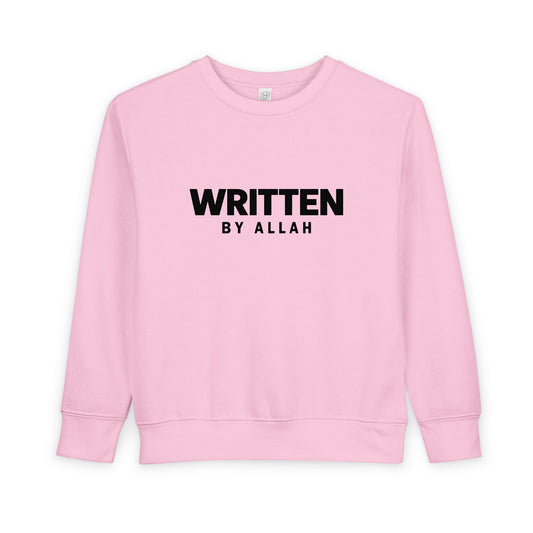 Toddler Sweatshirt — "Written by Allah" Islamic Kids Crewneck, Modest Faith Baby Gift