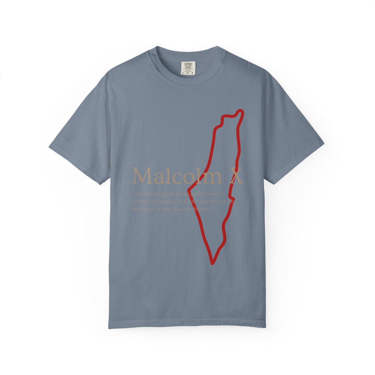 Malcolm X Palestine Quote Outline T-Shirt — Minimalist Palestine Solidarity Tee