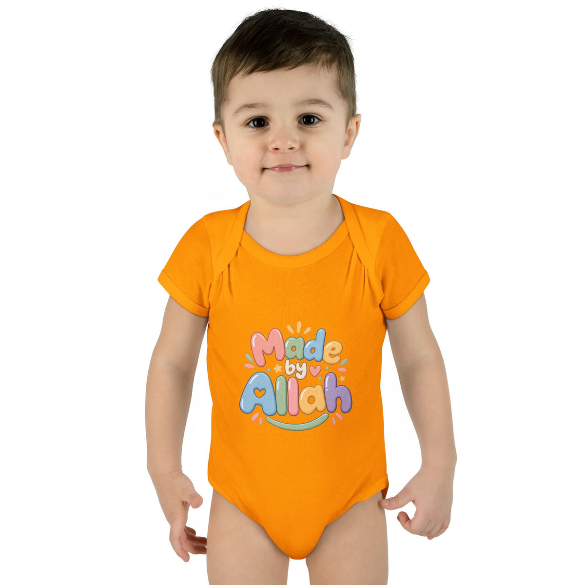 Made by Allah Baby Bodysuit — Pastel Islamic Newborn Onesie